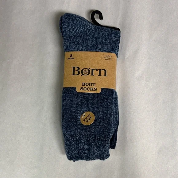New Born Socks 2 Pair Men’s Blue Super Soft Boot Socks Casual Activewear Classic - Picture 13 of 13